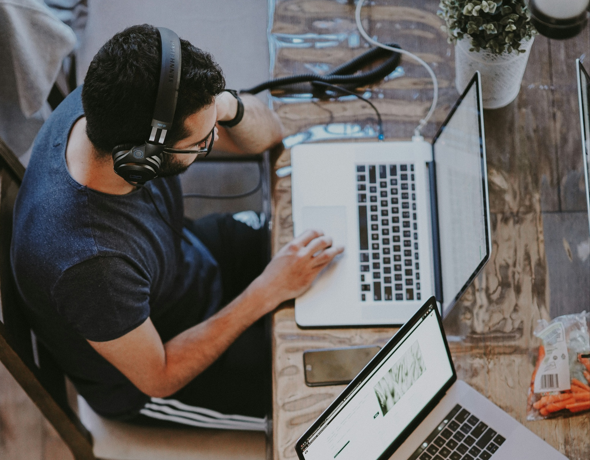 Man working from laptop